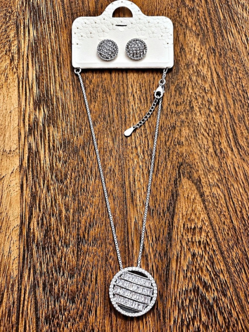 Silver-Tone Pendant Necklace & Earrings